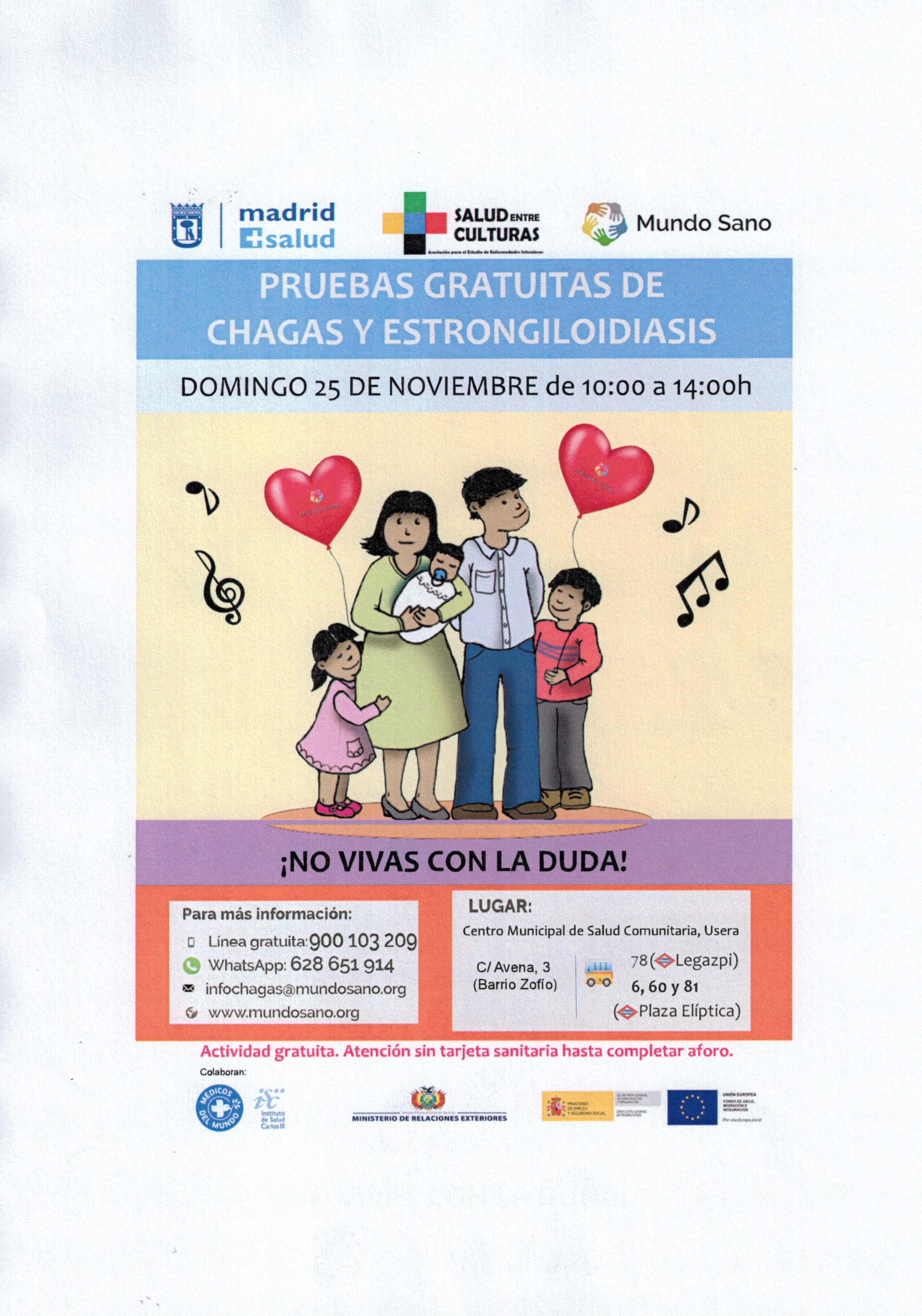 Campaña de información y diagnóstico de la Enfermedad de Chagas en Madrid.