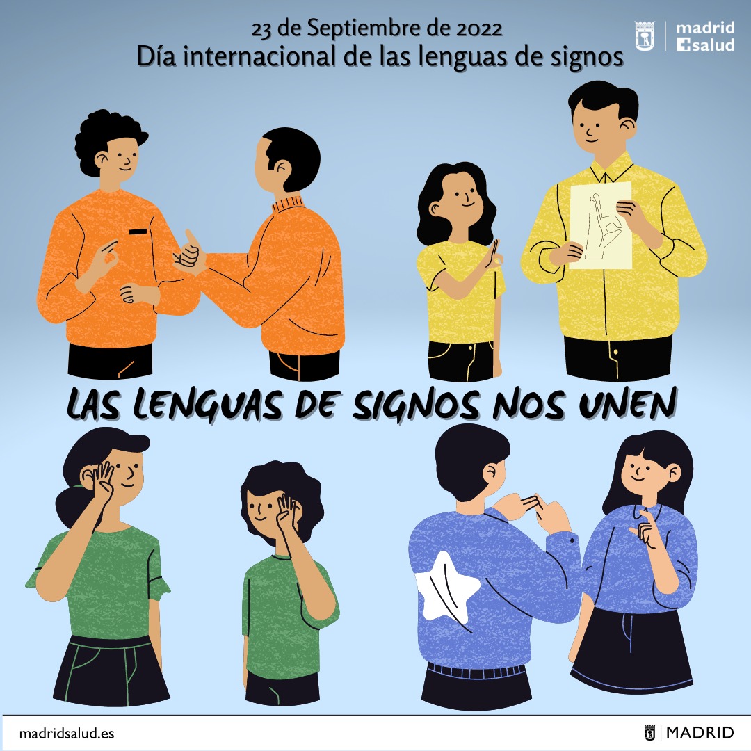 Personas hablando con lengua de signos. Las lenguas de signos nos unen
