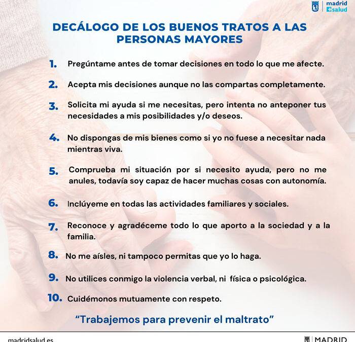 Infografía Decálogo de los buenos tratos a las personas mayores