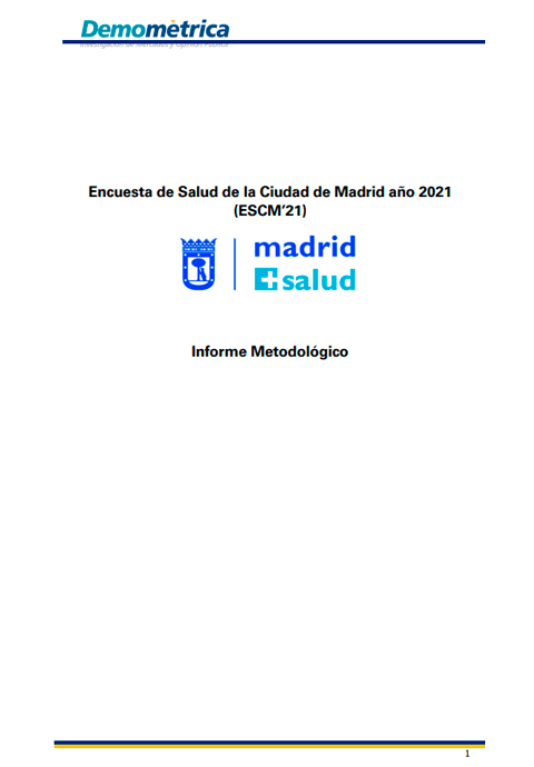 Encuesta de Salud de la Ciudad de Madrid. 2021. Informe metodológico