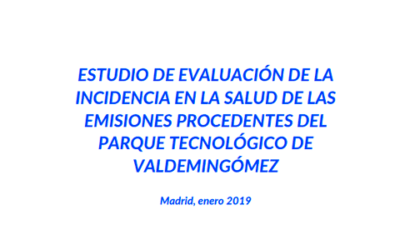 Estudio de Evaluación de la incidencia en salud de las emisiones procedentes del Parque Tecnológico de Valdemingómez